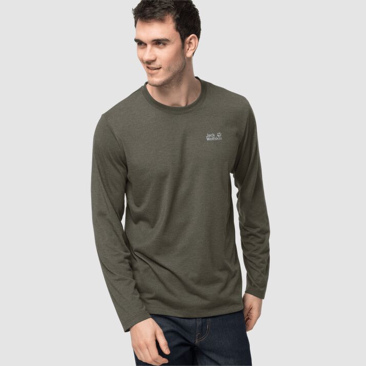 Camiseta Manga Larga Jack Wolfskin Jwp Hombre Verdes Oscuro Mexico-5386974